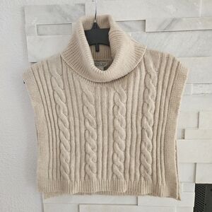 Rachel Zoe Beige Cable Knit Turtleneck Sweater Vest